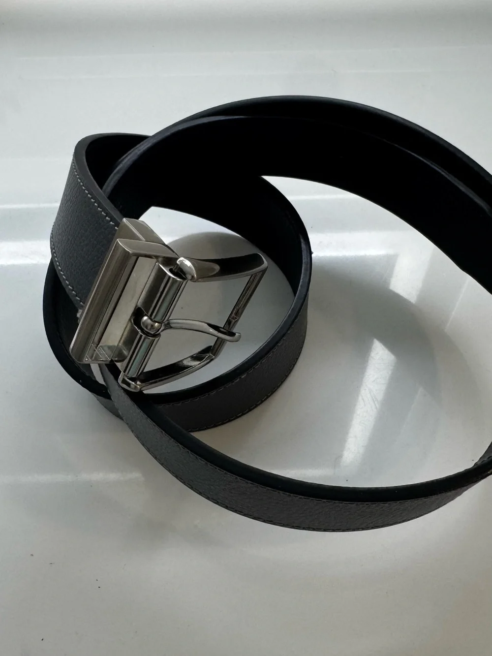 Nike Black Leather Belt with Silver Buckle